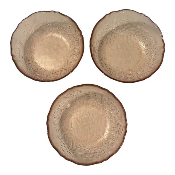 Arcoroc Rosaline Pink Glass Soup Salad Cereal Bowl Set Of 3 Frosted Floral Desig - Picture 2 of 5